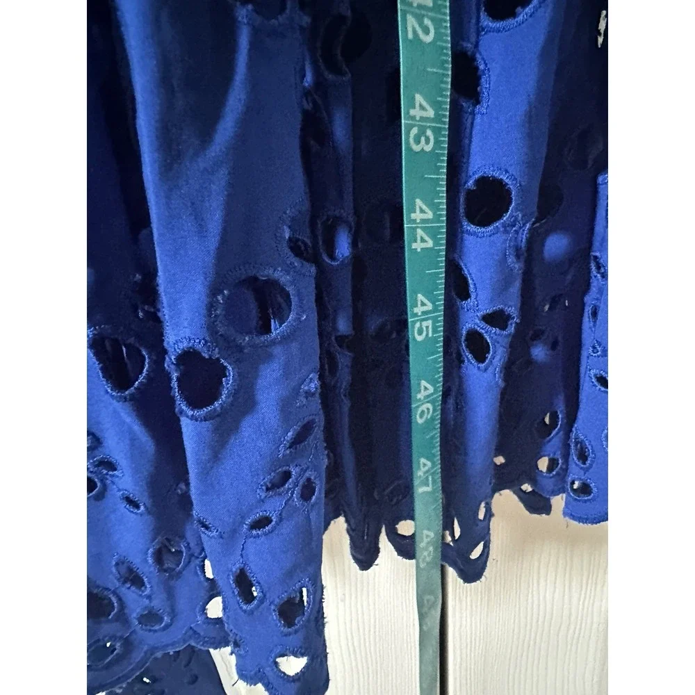 Lilly Pulitzer Isbell Off-The-Shoulder Eyelet Midi Dress Blue Grotto Soiree XS